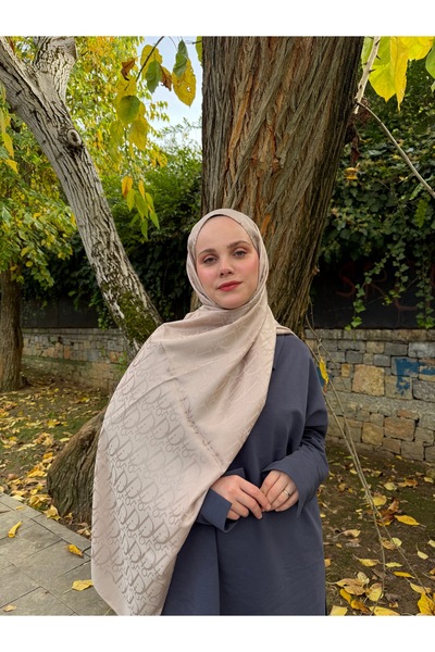 CUOCA LOUNGE DR Desenli Açık Bej Pamuk İpek Şal