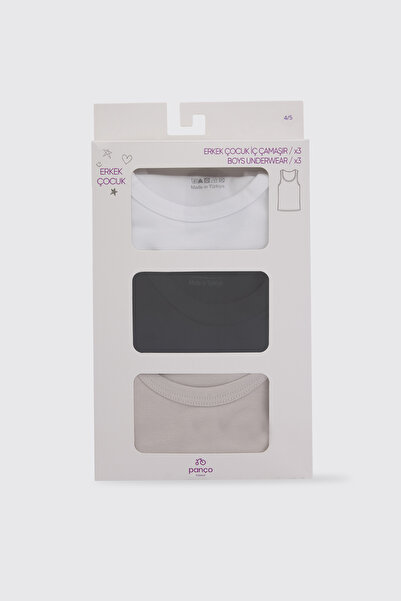Panço Boy's Thick Strap 3-Piece Undershirt