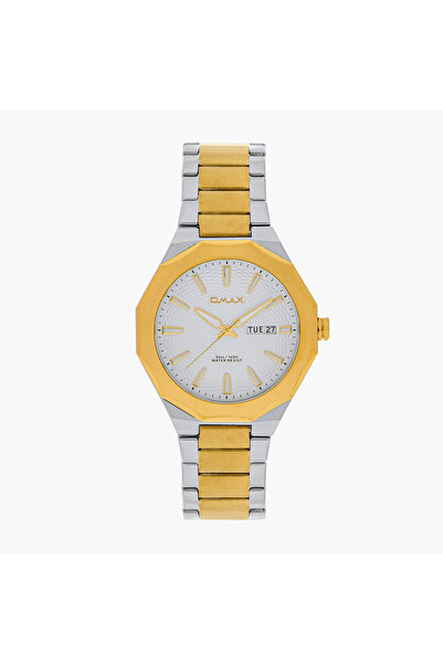 Omax Men's Gold and Silver Analog Wrist Watch 00BFD001N008