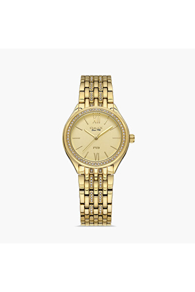 Omax Women Gold Dial Analog Watch with Gold Strap - 00JSS006Q001