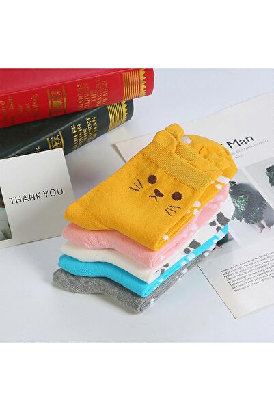 OEM Benobby kids 5 Pairs Unisex Cute Animal Crew Socks Novelty Funny 3d Ears For Cat Paws Hosiery