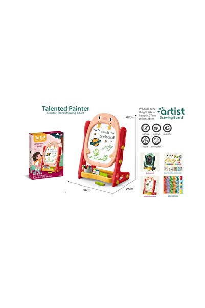 Toysea Double-Sided Magnetic Writing & Drawing Board with Adjustable Height Art Easel for Kids