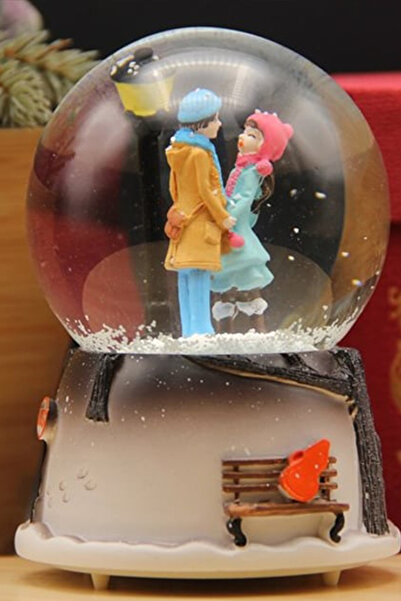 CİYU TİCARET Sokak Lambası Altındaki Çift Işıklı Kar Küresi Sevgiliye Eş'e Se...