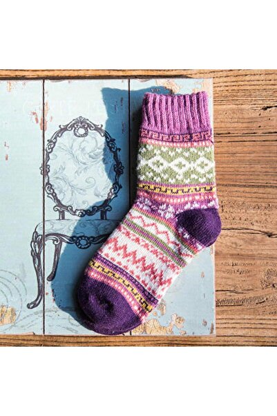 OEM Benobby kids Autumn And Winter Warm Small Diamond Retro Ethnic Style Men's Rabbit Wool Socks