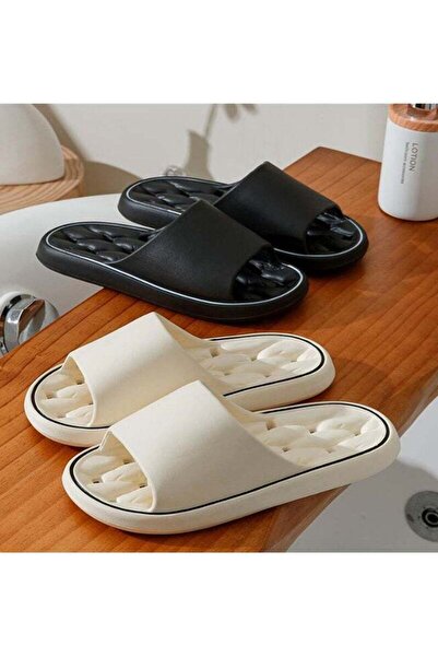 Generic High Quality Breathable Indoor Non-slip Soft Soled Slippers Black