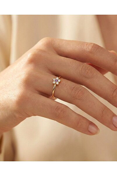 İNDİGO TAKI Feraye Minik Çiçek 14 Ayar Altın Yüzük