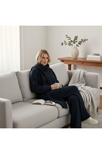 OwenLife Owen Life Standard Size Knitted Fabric 3-Piece Set Sweater Pants Scarf Suitable for Sizes 38 40 42 44 46 48