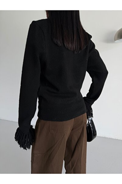 Lamierra Soft Women's Cardigan with Tassels on the Sleeves