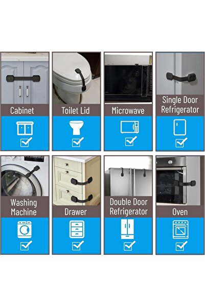 Yelajoy Child Safety Strap Locks, 8 Pieces, Black