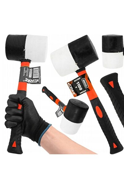 VERKE Ciocan din cauciuc cu maner din fibra de sticla, cap rotund 1100 g,