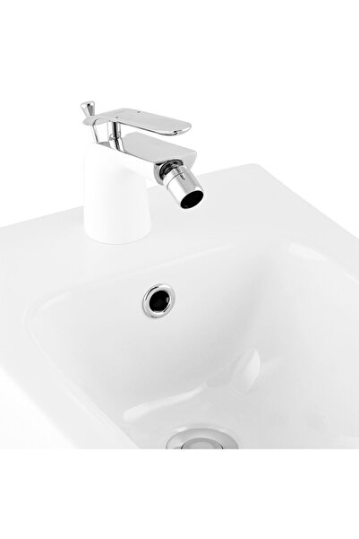 Maison Mex Bidet mixer, EVA, L.6 l.12.5 H.14 cm, chrome/white