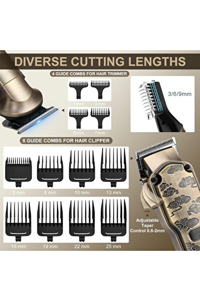 Hatteker Professional Hair Clippers & Beard Trimmer Set, Cordless Waterproof, T-Blade Grooming Kit