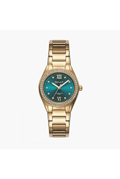 Omax ساعة نسائية تناظرية ذهبية بسوار معدني مقاس 36 مم | 00JAS016Q004