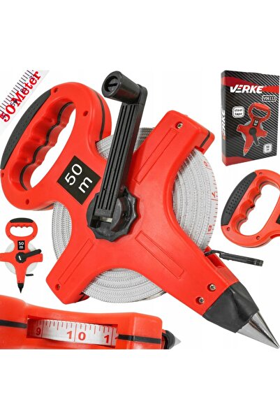 VERKE Ruleta profesionala 50 m, fibra de sticla, cu picior,