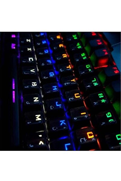 Generic 2-Piece Arabic Keyboard Stickers, White Letters, Transparent