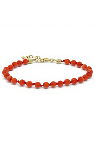 HANNY Orange coral and 24k gold plated silver bracelet