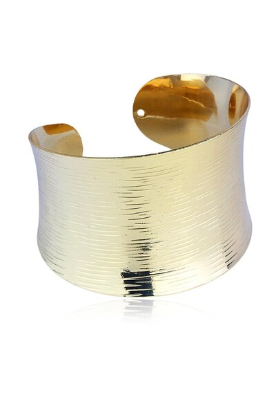 Klips Concept Gold Color Smooth Surface Modern Thick Handcuff Bracelet