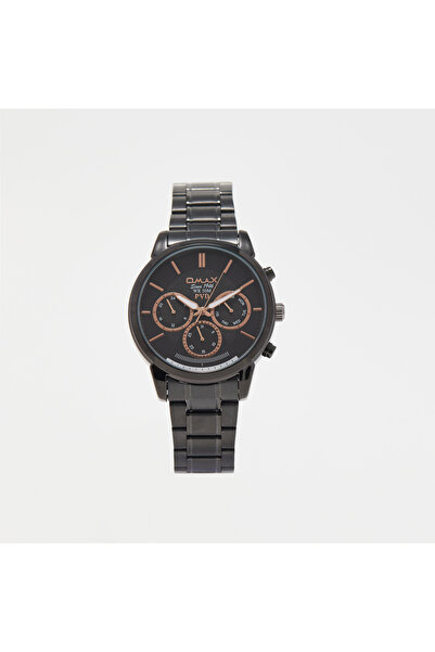 Omax Men's Black Stainless Steel Strap Analog Wristwatch - 00JSM003B002