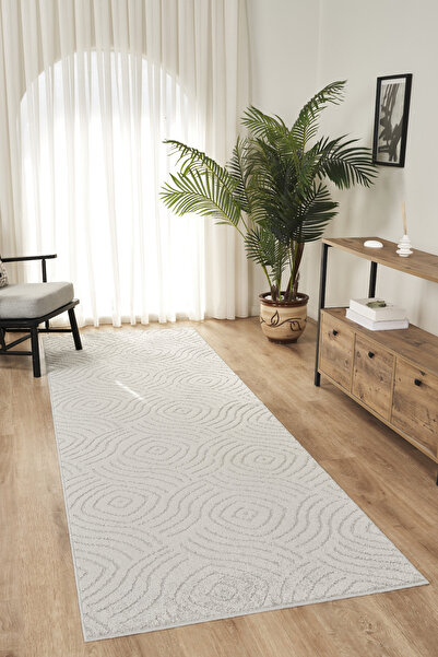 Konfor Halı Rivon RN04 Gri Yumuşak Dokulu Kaymaz Taban Salon Mutfak Koridor O...