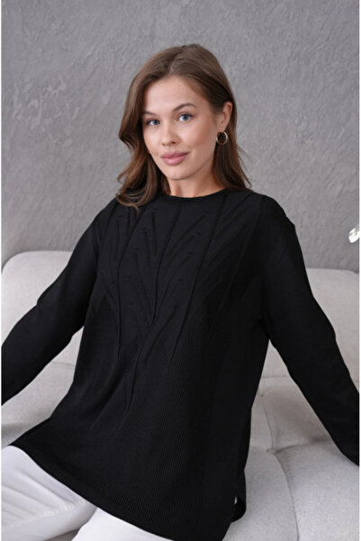 Elçelya Moda Pulover de tricotat subțire, cu linie minimalistă, pentru femei