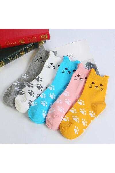 OEM Benobby kids 5 Pairs Unisex Cute Animal Crew Socks Novelty Funny 3d Ears For Cat Paws Hosiery