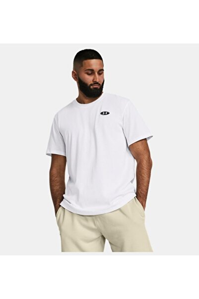 Under Armour Ανδρικό μπλουζάκι Ua Hw Lc Patch Ss 1382902-100 Λευκό / Μαύρο