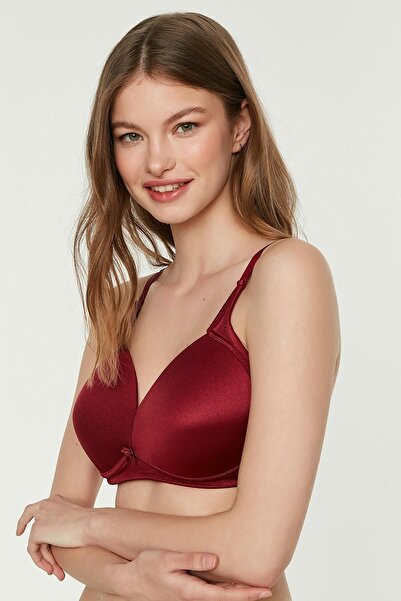 cotonhause Women's Underwire-Free Support-Free Burgundy Bra - Comfortable, Comfortable Form C0T0N1733