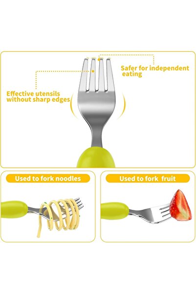 Lehoo Castle Kids Stainless Steel Flatware Set, 6-Piece, Polished Silver (Forest)