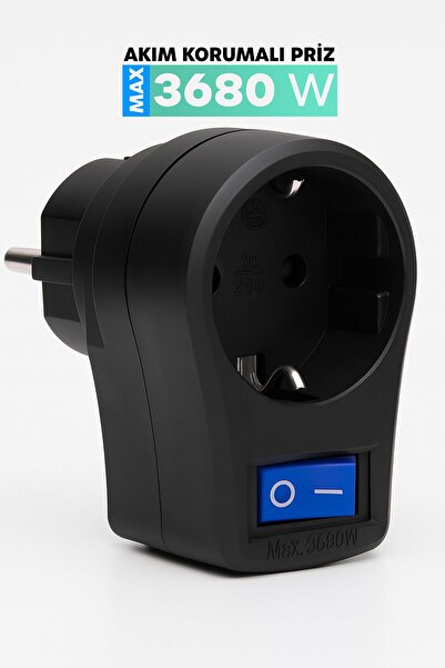 Telvesse Tekli Topraklı Akım Korumalı Priz Işıklı Anahtarlı Aşırı Gerilim Korumalı Emniyetli Priz 3860 Watt