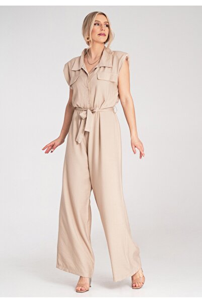Figl Elegant Women's Jumpsuit - Formal Women's Jumpsuit - Beige M1176 Universal