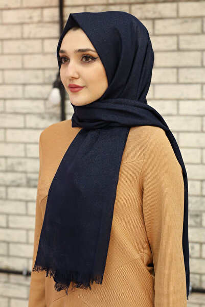 Feiza Collection Pamuklu Simli Şal - Lacivert