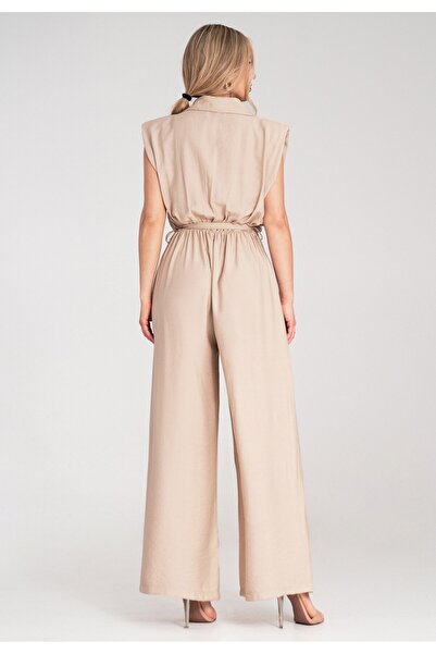 Figl Elegant Women's Jumpsuit - Formal Women's Jumpsuit - Beige M1176 Universal