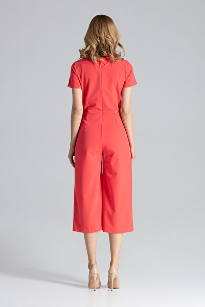 Figl Jumpsuit with wide trousers and short sleeves, coral M664, size XL