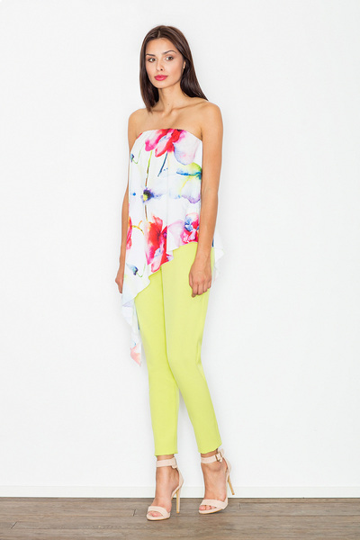 Figl Asymmetric jumpsuit - floral jumpsuit with lime M500 size L