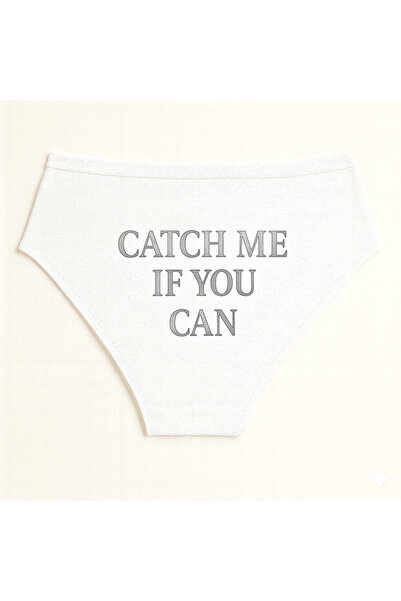 TWINTICKS White Women's Slip Panties, Metallic Lettering Printed , Fun Underwear