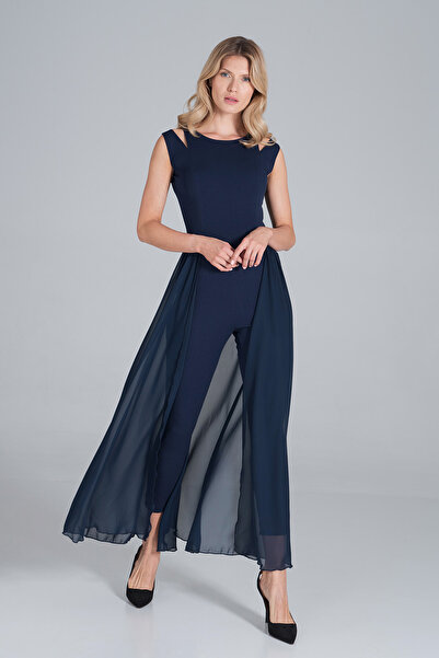 Figl Elegant bridal jumpsuit - jumpsuit with chiffon skirt - navy blue M842 size XL