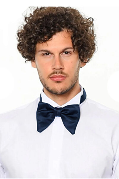 Varetta Men's Navy Blue Classic Elegance Men's Bow Tie – Premium Textured Pointed Tip Model