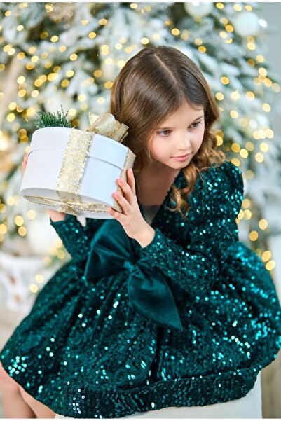 jood kids Bülü kadife coçuk elbisesi