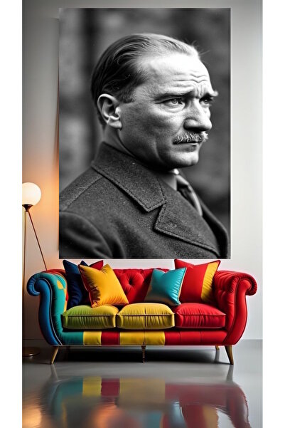 özkacar TABLOU PE PÂSLĂ ATATURK C1 ALB-NEGRU DECORACIUNE PENTRU CASĂ CADOU OR...