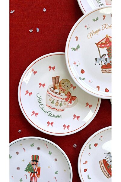 Erbaşlar Christmas Tale Collection Luxury 6-Person 16 cm Dessert Plate Set