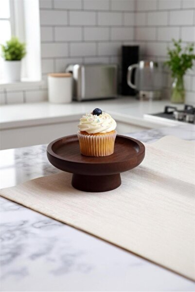 Bayev Bamboo 3-Piece Acacia Round Footed Presentation Plate Set - Wooden Serving Presentation Plate 15-17-20 cm