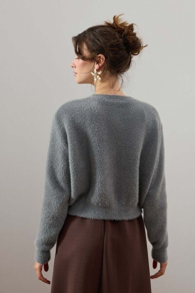 Ceylan Otantik Gray Plush Cardigan