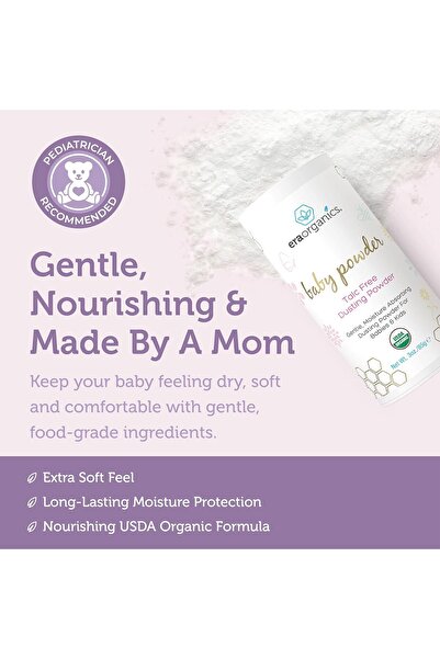 era organica Era Organics Talc-Free Baby Powder 90 ml (USDA Organic, Non-GMO, Cruelty-Free)