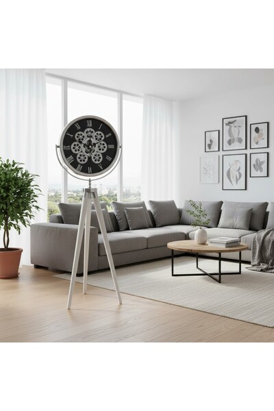lya luxury Çark Mekanizmalı Tripod Salon Saati – Metal Gövde (145x48 cm)