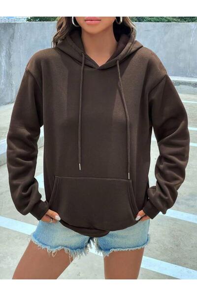 FAVORİST Düz Hooded Oversized Sweatshirt