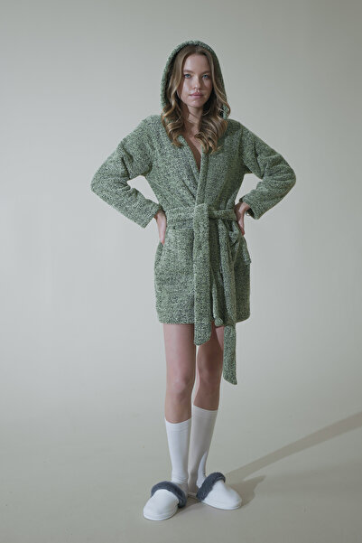 Mita Concept Green Hooded Plush Robe