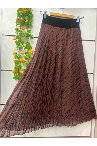 edu collection Patterned Chiffon Bell Skirt with Lining