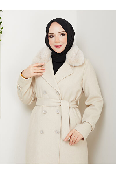 Moda İncir διπλό πέτο ΠΑΛΤΟ ΜΕ ΓΟΥΝΙΑ ΜΕ ΚΟΛΑΡΟ