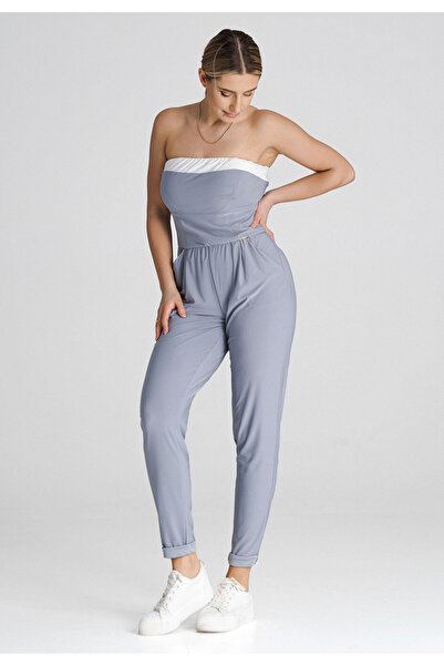 Figl Loose jumpsuit with ruffles, gray M1025, size M