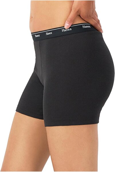 HANES Women's Originals Mid-thigh Boxer Briefs, Stretch Cotton, Assorted (4-pack)